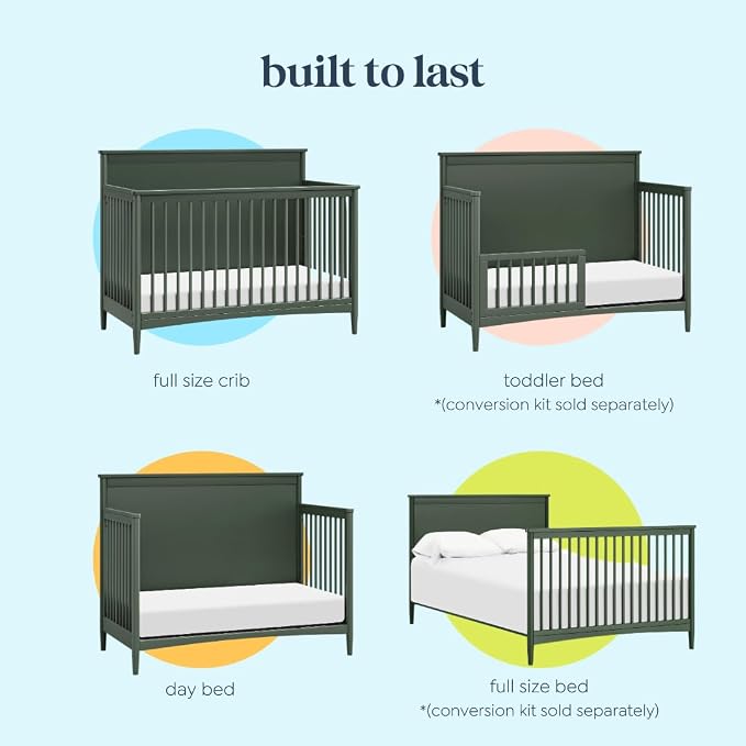 Davinci Frem 4-in-1 Convertible Crib in Forest Green, GREENGUARD Gold Certified