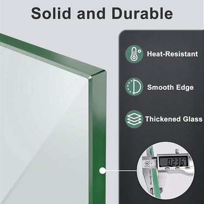 GASPRO 41.5 x 11.5 Inch Glass Wind Guard for Rectangular Fire Pit Table, Thick and Sturdy Tempered Glass Panel with Hard Aluminum Corner Bracket & Rubber Feet, Easy to Assemble