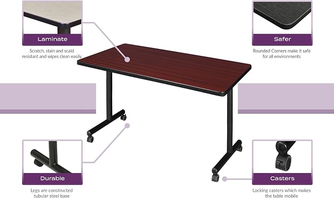 Romig Axis-Pro 42 x 30 in. Mobile T-Base Training Seminar Table- Cherry