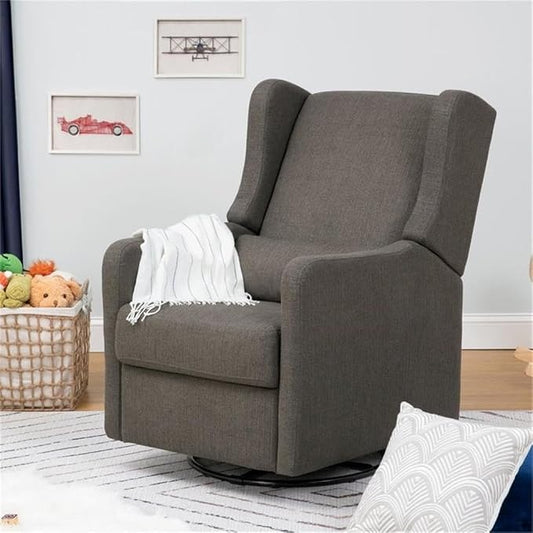 Carter's by DaVinci Arlo Recliner and Swivel Glider in Performance Charcoal Linen, Water Repellent & Stain Resistant, Greenguard Gold & CertiPUR-US Certified