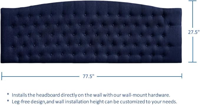 24KF Upholstered Tufted Button Linen Wall Mounted Headboard,Comfortable Fashional Headboard King/CA King Size, 6055-K-Navy Blue