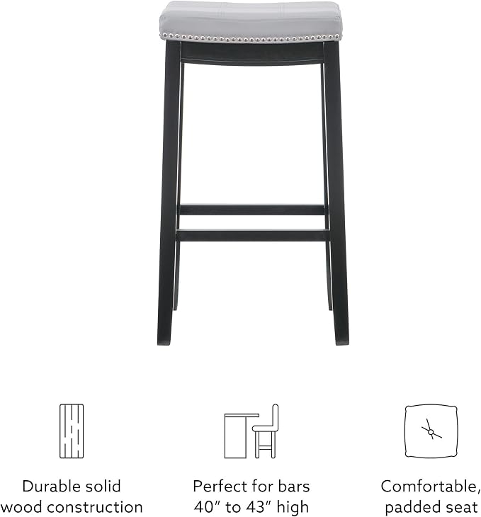 Linon Home Décor Kingston Gray Bar Stool, Black