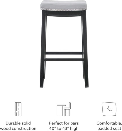 Linon Home Décor Kingston Gray Bar Stool, Black