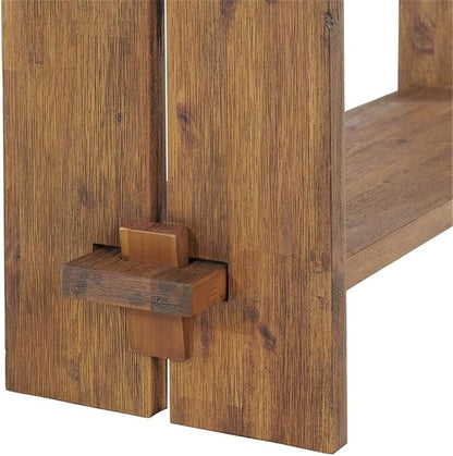 Alaterre Furniture Bethel Wall Mounted Coat Rack & Bench Set – Rustic 40-Inch Entryway Organizer with 5 Coat Hooks, Solid Wood Seat & Storage Shelves for Mudroom or Foyer (Natural Aged Brown)