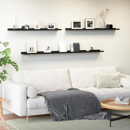 Boswillon 70.9 Inches Long Floating Shelves, 2 Set Modern Wall Shelf for Bedroom, Nursery Book Shelf with Lip, Picture Ledge Shelf for Wall Decor Living Room Bathroom Kitchen - Black