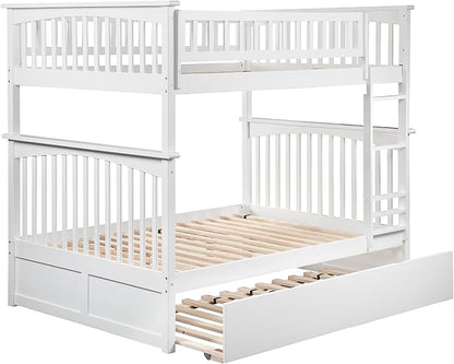 AFI, Columbia Ladder Bunk Bed Full Over Full with Full Trundle, White