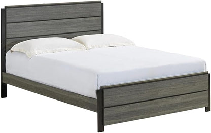 Kings Brand Furniture 3-Piece Antique Grey Bedroom Set – King Size Wood Bed Frame with 2 Nightstands