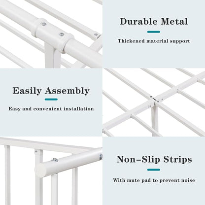 VECELO Twin Size Sturdy Metal Platform Bed Frame Classic Victorian Style Bed Frame with Headboard and Footboard Under Bed Storage No Box Spring Needed White