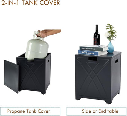 BAIDE HOME Propane Tank Cover Table, Square Propane Tank Holder Hideaway for 20 lb Propane Tanks, Gas Tank Storage Side Table - Carbon Gray