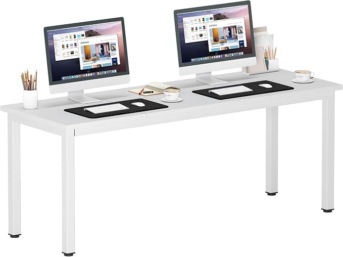 DlandHome 71 inches X-Large Computer Desk, Composite Wood Board, Decent and Steady Home Office Desk/Workstation/Table,White,23.6Wide