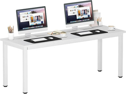 DlandHome 71 inches X-Large Computer Desk, Composite Wood Board, Decent and Steady Home Office Desk/Workstation/Table,White,23.6Wide