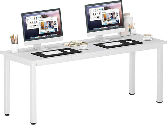 DlandHome 71 inches X-Large Computer Desk, Composite Wood Board, Decent and Steady Home Office Desk/Workstation/Table,White,23.6Wide
