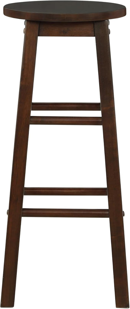 Linon Zeke Walnut Solid Wood Backless Round Barstool with 29 inch Seat Height