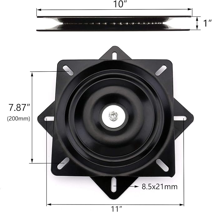 AAGUT 10" Swivel Plate Heavy Duty Bar Stool Replacement for Recliner Chair & Boat Seat Square Swivel Turntable Swivel Steel Cabinet Mechanism Base