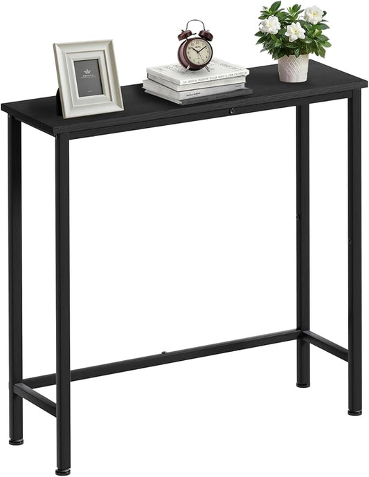 Narrow Console Table, 29.5" Small Entryway Table, Thin Hallway Tables, Slim Sofa Side Tables for Hallway, Living Room, Bedroom, Foyer, Wood-Grained Black