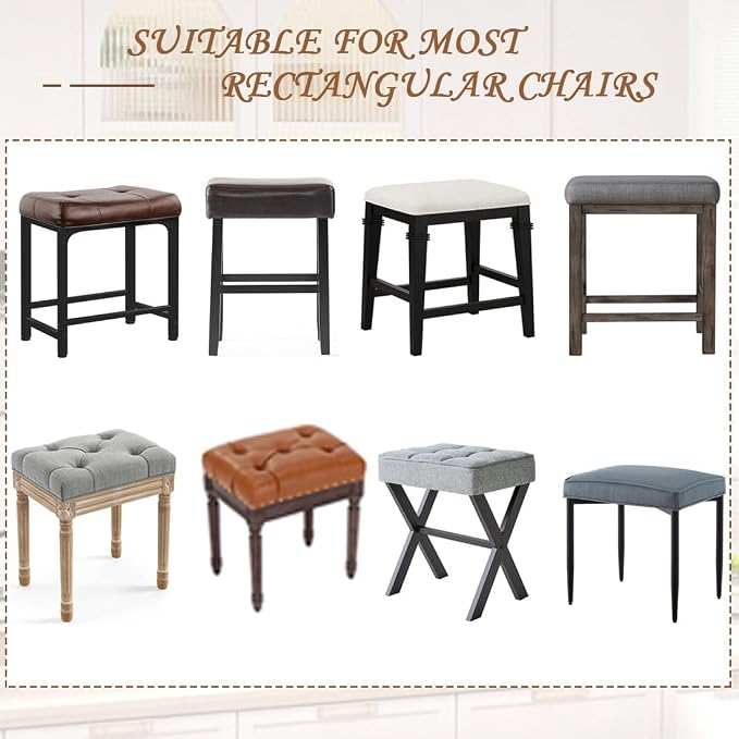 Levoberg Bar Stool Cover Rectangle Stretch Counter Height Barstool Slipcovers Rectangular Vanity Stool Cover Kitchen Counter Saddle Seat Cover for Wooden Metal Bench Set of 4 Black