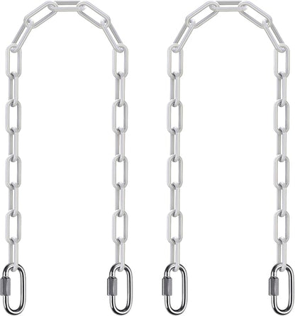 SELEWARE 2 Pack 40 Inch Hanging Swing Chain with 4 Carabiners, 1000LB Capacity Plastic Coated Hanging Chains, Hammock Hardware Kit for Swing, Hanging Chair, Punching Bags, Indoor Outdoor Gym (White)