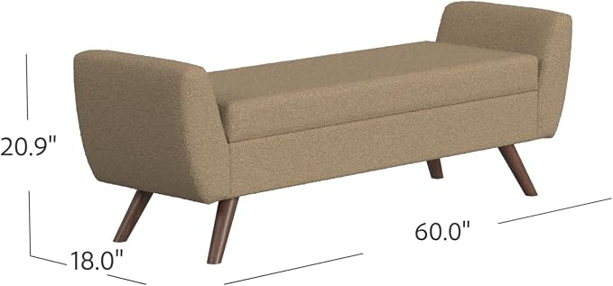 HomePop 60" Modern Storage Bench with Wood Legs - Brown