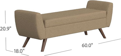 HomePop 60" Modern Storage Bench with Wood Legs - Brown