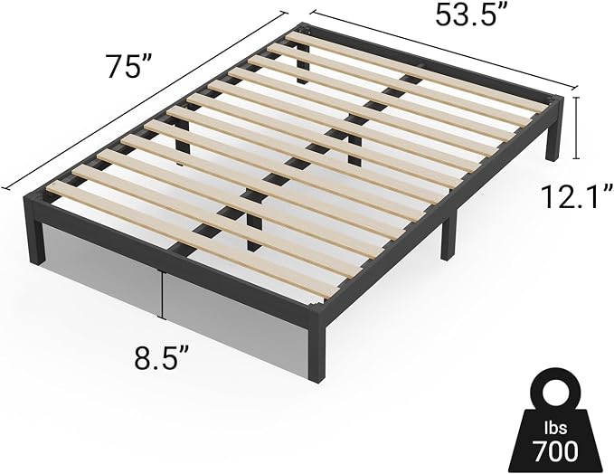 LIFEMENT Full Bed Frame Classic Wood Platform, Noise Free, Under Bed Storage, No Box Spring Needed, Easy Assembly, Black