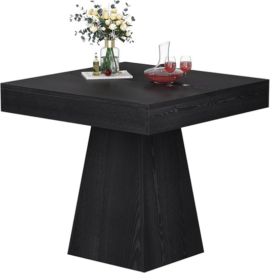 Square Dining Table, Farmhouse Style Wooden Table for 2-4 People, 31.5-inch Small Kitchen Table with Sturdy Base, Black Dinner Table for Dining Room, Living Room