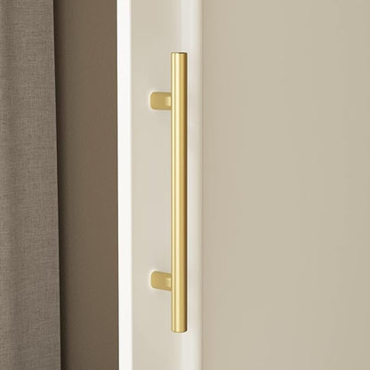ECACAD White Slim Wardrobe Armoire with 2 Doors, 3-Tier Shelves & Hanging Rod, Wooden Closet Storage Cabinet for Bedroom (15.7”W x 19.3”D x 74.8”H)