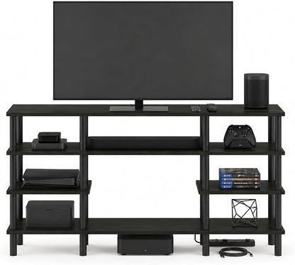 Furinno Turn-N-Tube 4-Tier Multipurpose Wide Shelf TV Stand, Espresso/Black