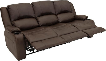 RecPro RV Recliner Charles 80" Powered Triple Wall Hugger | Drop Down Console | RV Furniture with Upgraded 2023 Fabric (Chestnut)