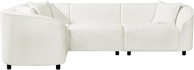 Merax 104" L-Shaped Curved Sofa, Comfy Upholstered Sectional Couch with Extra Deep Seats, Boucle Sofa for Living Room Apartment Office, Beige