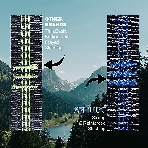 SZHLUX Hammock Straps for Trees - Set of Two 10ft Long, with 38 Loops & 2 Carabiners| Essential Hammock Accessories