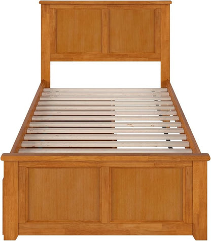 AFI, Madison Twin XL Platform Bed with Matching Footboard & Storage Drawers, Light Toffee