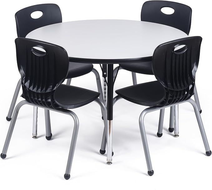 Schooled Round Activity Kids Table About 36 inch (90cm) - Height Adjustable Legs - Durable Spray Edge - for Commercial Spaces