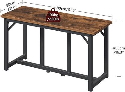 MAHANCRIS Dining Bench, Dining Table Bench, Industrial Kitchen Bench | 31.5 Inch Rustic Entryway Bench, Easy to Assemble, Steel Frame, for Kitchen, Living Room, Bedroom, Hallway, Rustic Brown