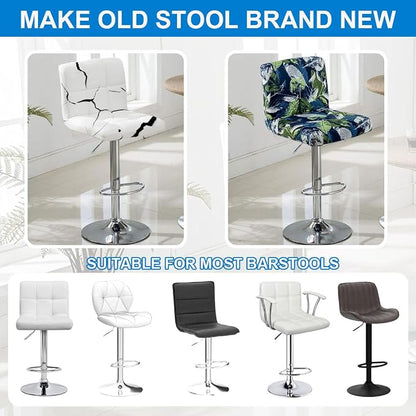 Levoberg Bar Stools Cover Set of 2 Printed Armless Swivel Barstools Slipcovers with Backs Stretch Square Counter Height Bar Stools Covers Mid Low Back Chair Cover for Kitchen Dining Room Bar #16