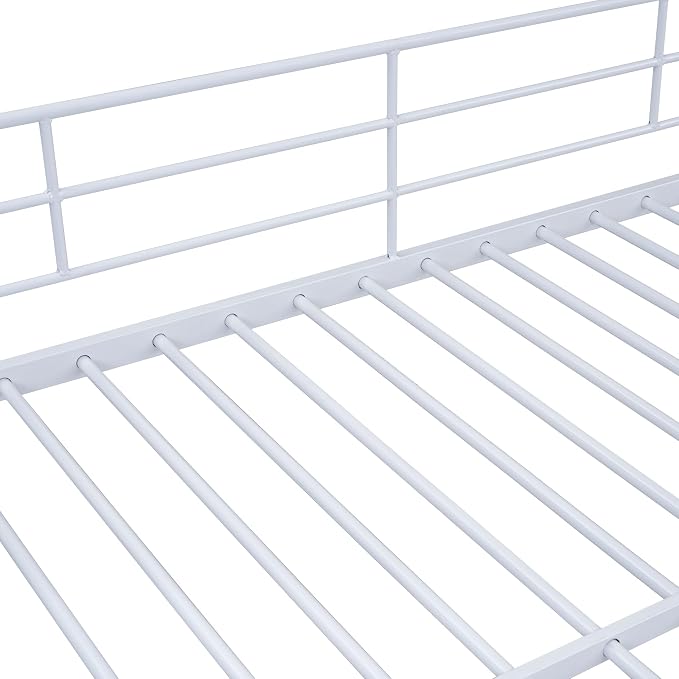 Bellemave Bunk Bed Twin Over Twin，Metal Bunk Bed with Storage Stairs and Wardrobe, Bunk beds for Adults/Kids/Teens, White