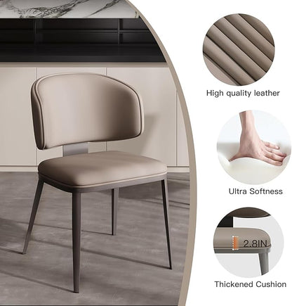 Dining Chairs Modern High Backrest Comfortable, Fashion Upholstered Kitchen Chair Armless Dinner Chair with Metal Legs for All Rooms (Milk Coffee, Set of 6)