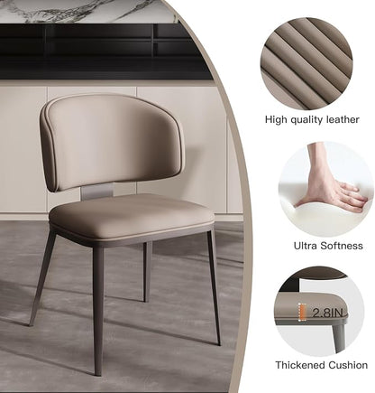 Dining Chairs Modern High Backrest Comfortable, Fashion Upholstered Kitchen Chair Armless Dinner Chair with Metal Legs for All Rooms (Milk Coffee, Set of 2)