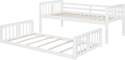 Merax Twin Over Twin Bunk Bed with Ladder, White