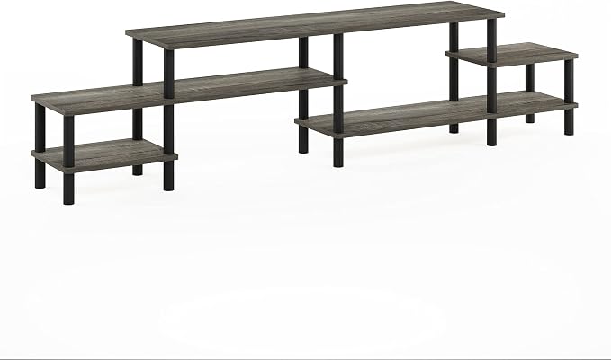 Furinno TURN-N-TUBE TV Stand, 3-Tier Open Design Entertainment Center, Open Shelf TV Console for TV up to 55 Inch, Toolless Assembly, for Living Room, Bedroom, French Oak