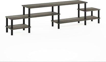 Furinno TURN-N-TUBE TV Stand, 3-Tier Open Design Entertainment Center, Open Shelf TV Console for TV up to 55 Inch, Toolless Assembly, for Living Room, Bedroom, French Oak