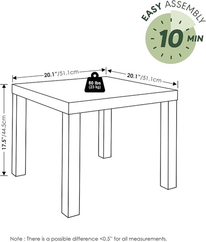 Furinno Classic Living Room Table Set of 3, Modern Rectangle Coffee Table with 2 Square Side Tables, End Tables, 1.8 Inch Thick Tabletop for Living Room, Home Office, Black
