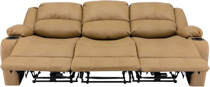RecPro RV Recliner Charles 80" Powered Triple Wall Hugger | Drop Down Console | RV Furniture with Upgraded 2023 Fabric (Toffee)