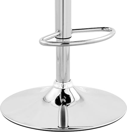 Armen Living Colby Modern Adjustable Height Swivel Cream Faux Leather and Walnut Wood Bar Stool with Chrome Base for Kitchen Island Counter