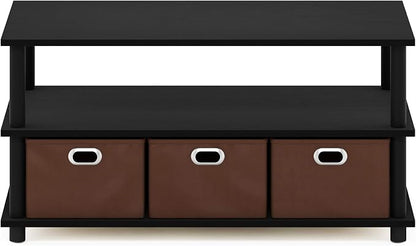 FURINNO Turn-N-Tube Coffee Table, 31.22D x 15.5W x 15.8H in, Black Oak/Black/Brown