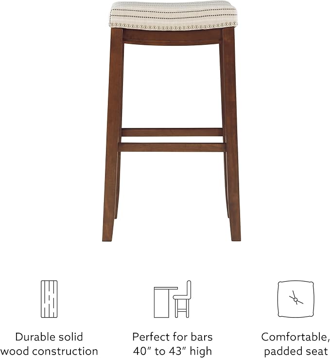 Linon Home Décor Linon 32.5" Backless Claridge Stool Rustic, Natural Bar