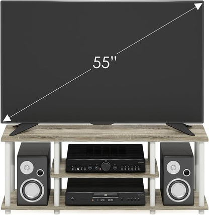 Furinno Turn-N-Tube No Tools 3D 3-Tier Entertainment TV Stand up to 50 inch TV, Round Tubes, Oak