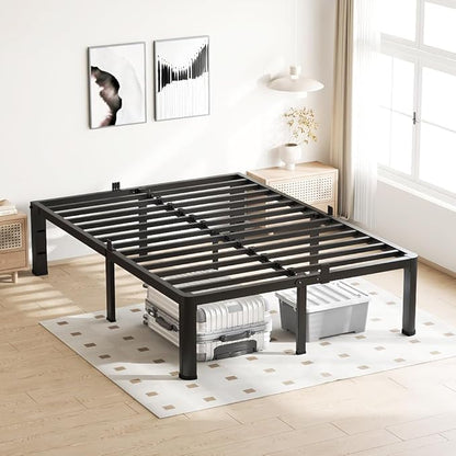 VIPSHOW 18 Inch California King Bed Frame, 3500Lbs Heavy Duty Metal Platform with Round Corner Legs Mattress Slide Stopper, Steel Slat Support No Box Spring Needed, Noise Free, Non-Slip, Easy Assembly