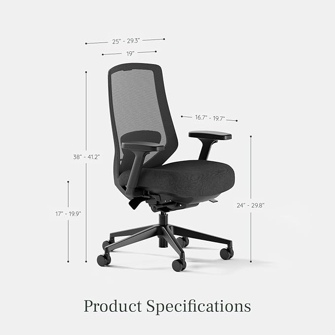 Branch Ergonomic Chair Pro - Mesh Office Chair with 14 Points of Adjustment - Height, Depth & Tilt Adjustable - 5D Armrests - Forward Tilt, Smooth Recline, and Lumbar Support - Black