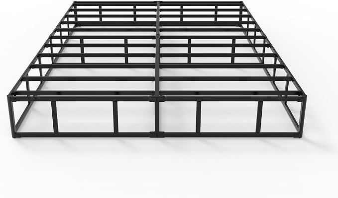 Maenizi California King Box Spring 9 Inch, Heavy Duty Metal Box Spring Bed Base with Fabric Cover, Mattress Foundation, Easy Assembly, Noise Free, Black