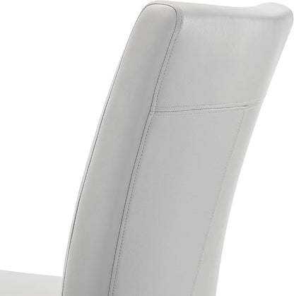Watson & Whitely Upholstered Dining Chairs, Faux Leather, Set of 4, Grey | Solid Wood Legs, Padded Seat, Low Back, Modern Armless Parsons Chair for Kitchen, Dining Room, Restaurant